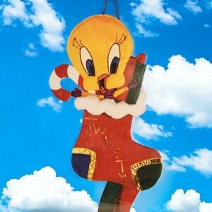 Tweety Bird Wind Sock Christmas Looney Tunes Indoors Outdoors Stocking Vintage